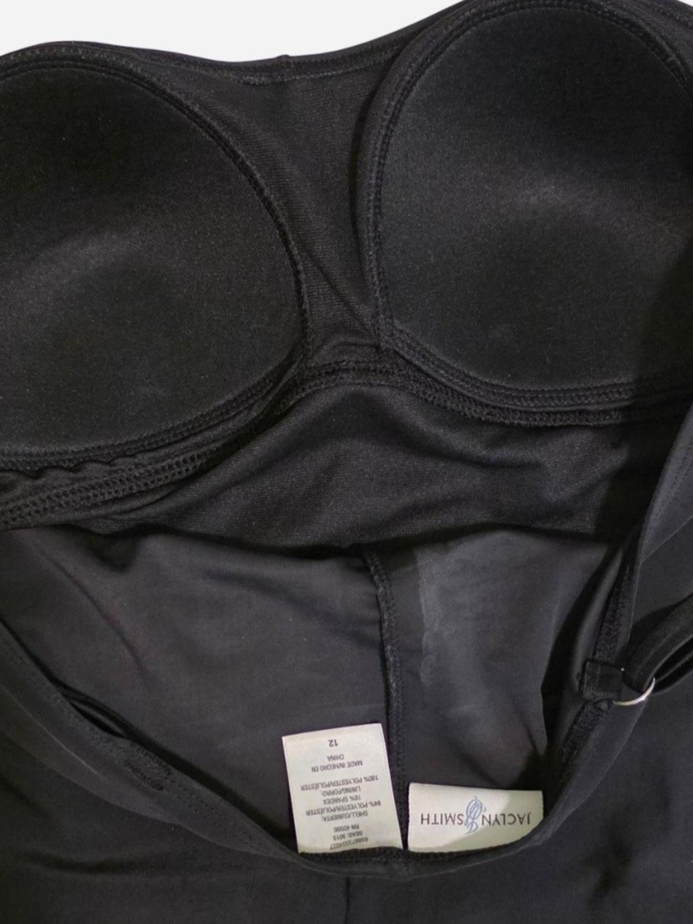 Jaclyn Smith Black Slimming Spandex Swimsuit Size 12 Retro Classic - Picture 4 of 9